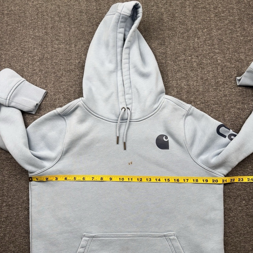 Carhartt Hoodie Sweatshirt Women's Sz Medium 8-10 Relaxed Fit Pullover Blue - Picture 9 of 15